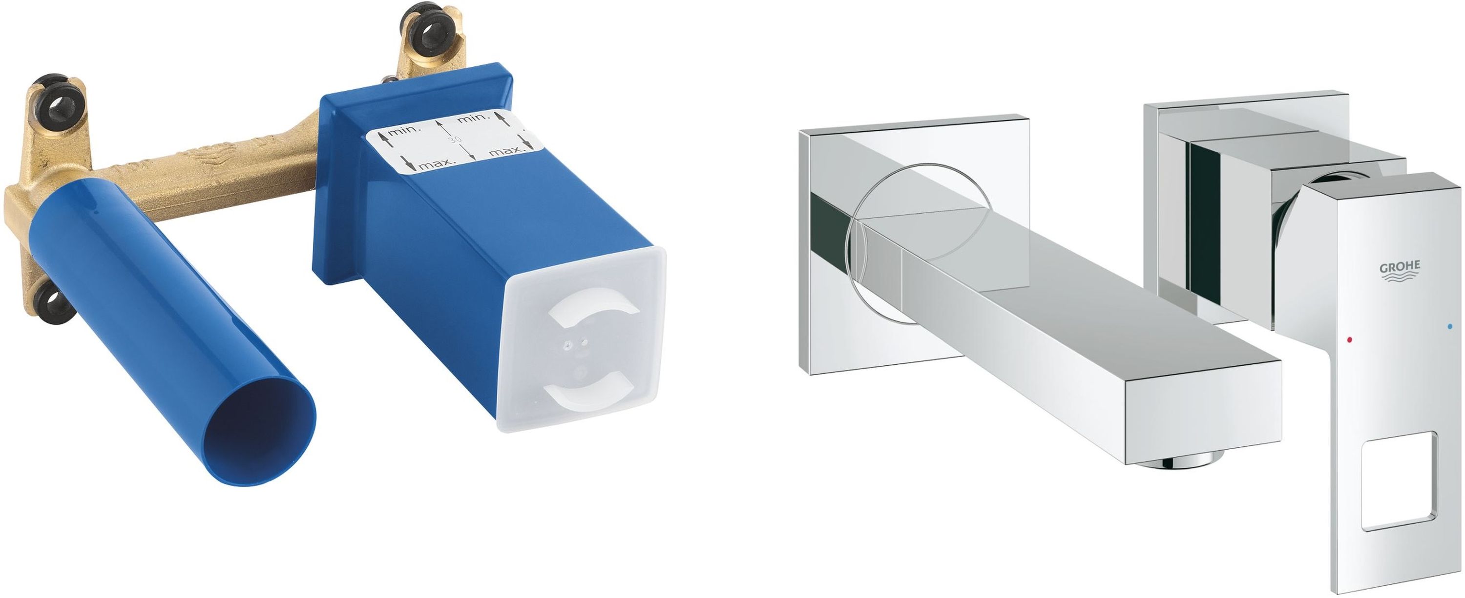 Set mitigeur de lavabo Grohe Eurocube 19895000, élément encastré Grohe 23200002