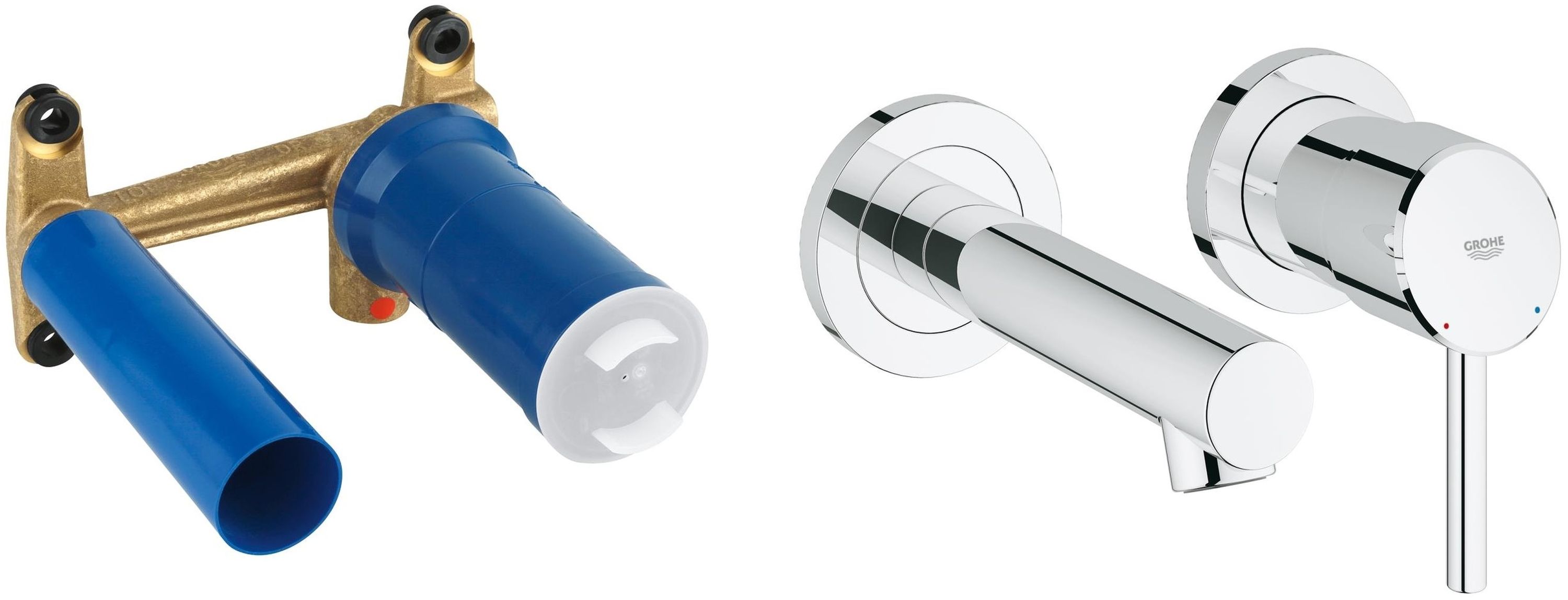 Set mitigeur de lavabo Grohe Concetto 19575001, élément encastré de mitigeur Grohe Eurostyle 23571000