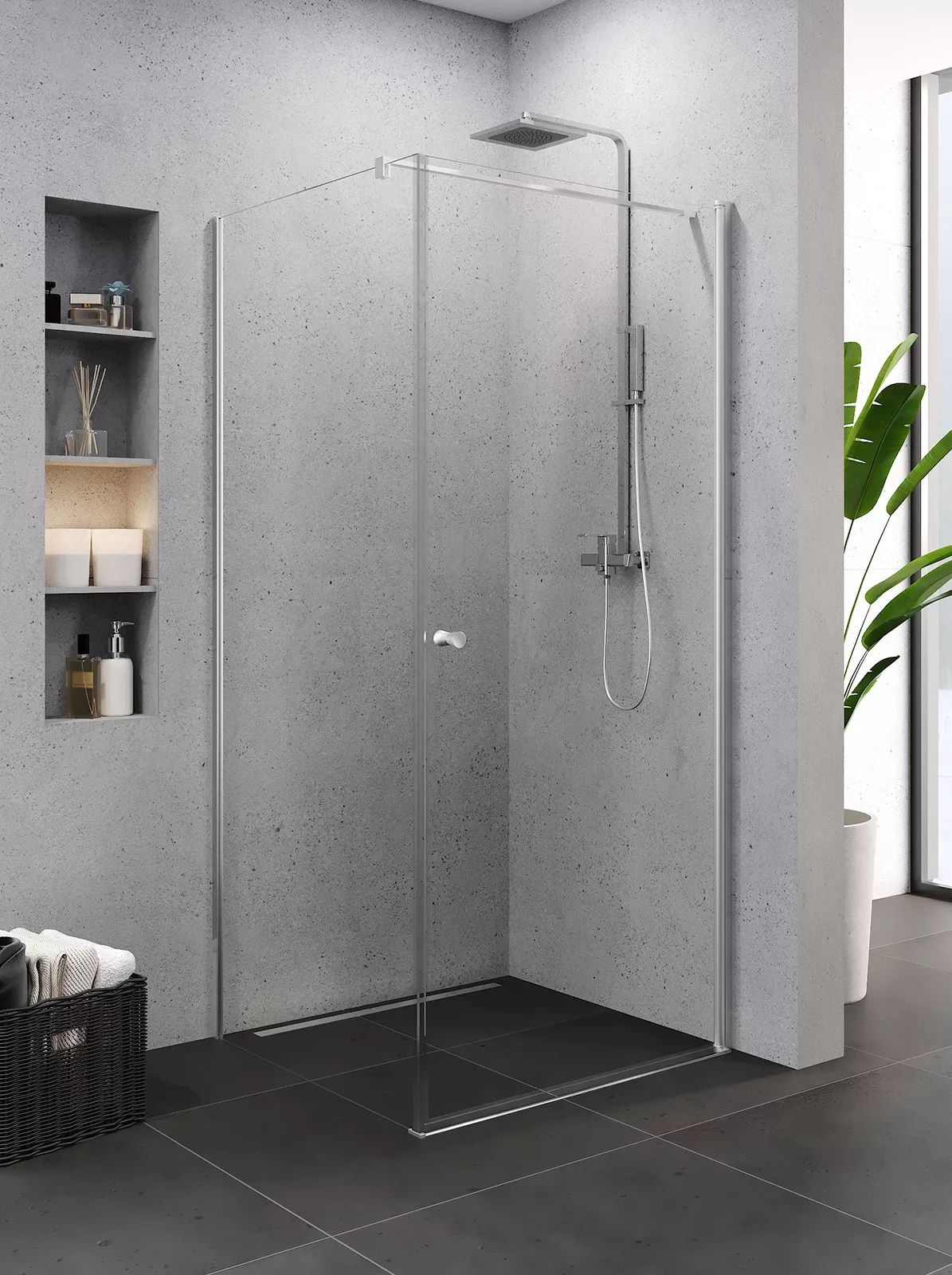 New Trendy Superia cabine de douche 90x80 cm rectangulaire chrome brillant/verre transparent K-0798