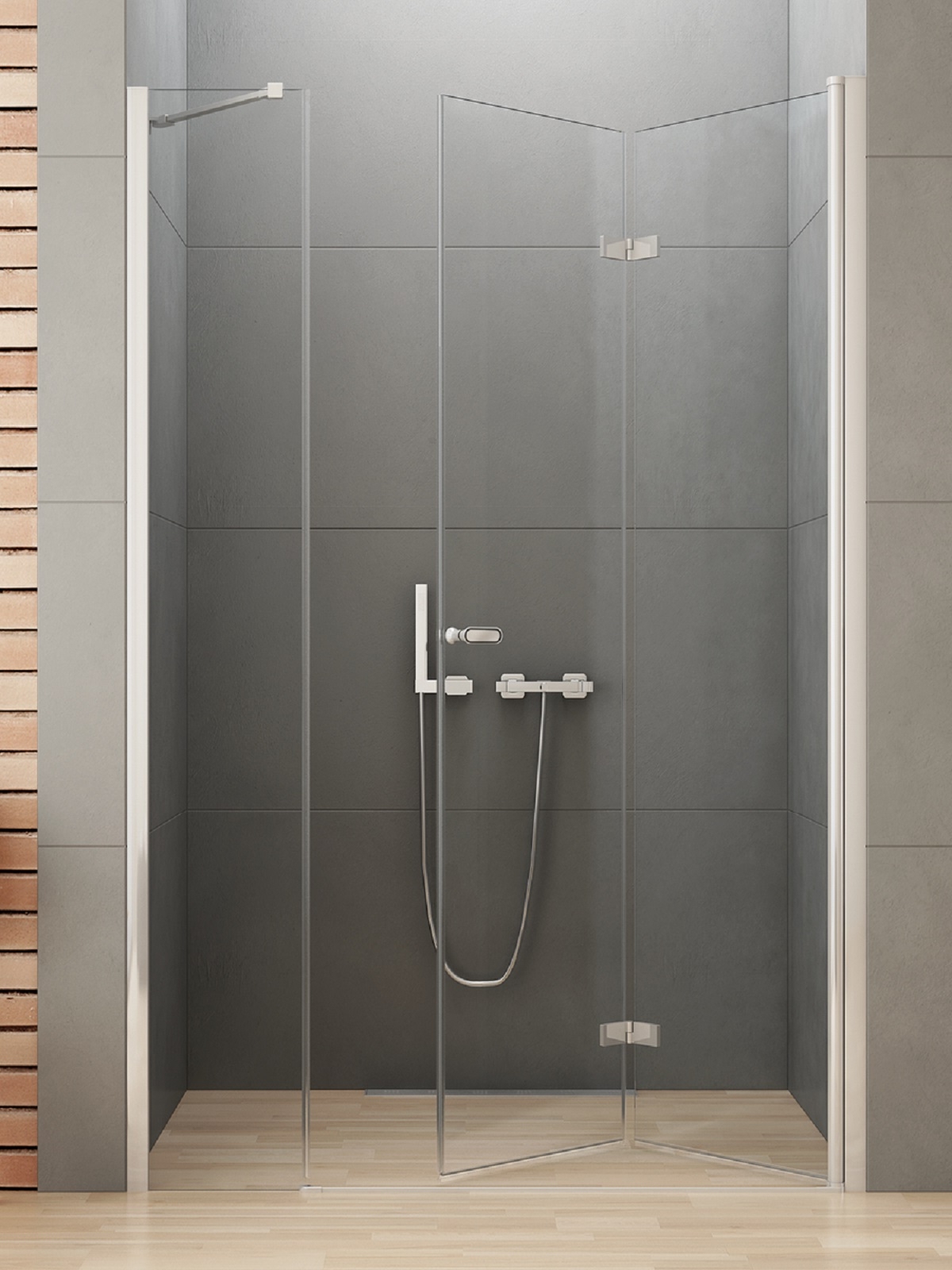 New Trendy New Soleo porte de douche 110 cm pliable chrome brillant/verre transparent D-0152A/D-0094B
