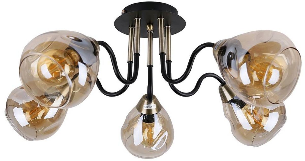 Candellux Unica plafonnier 5x40 W noir-doré 35-00897