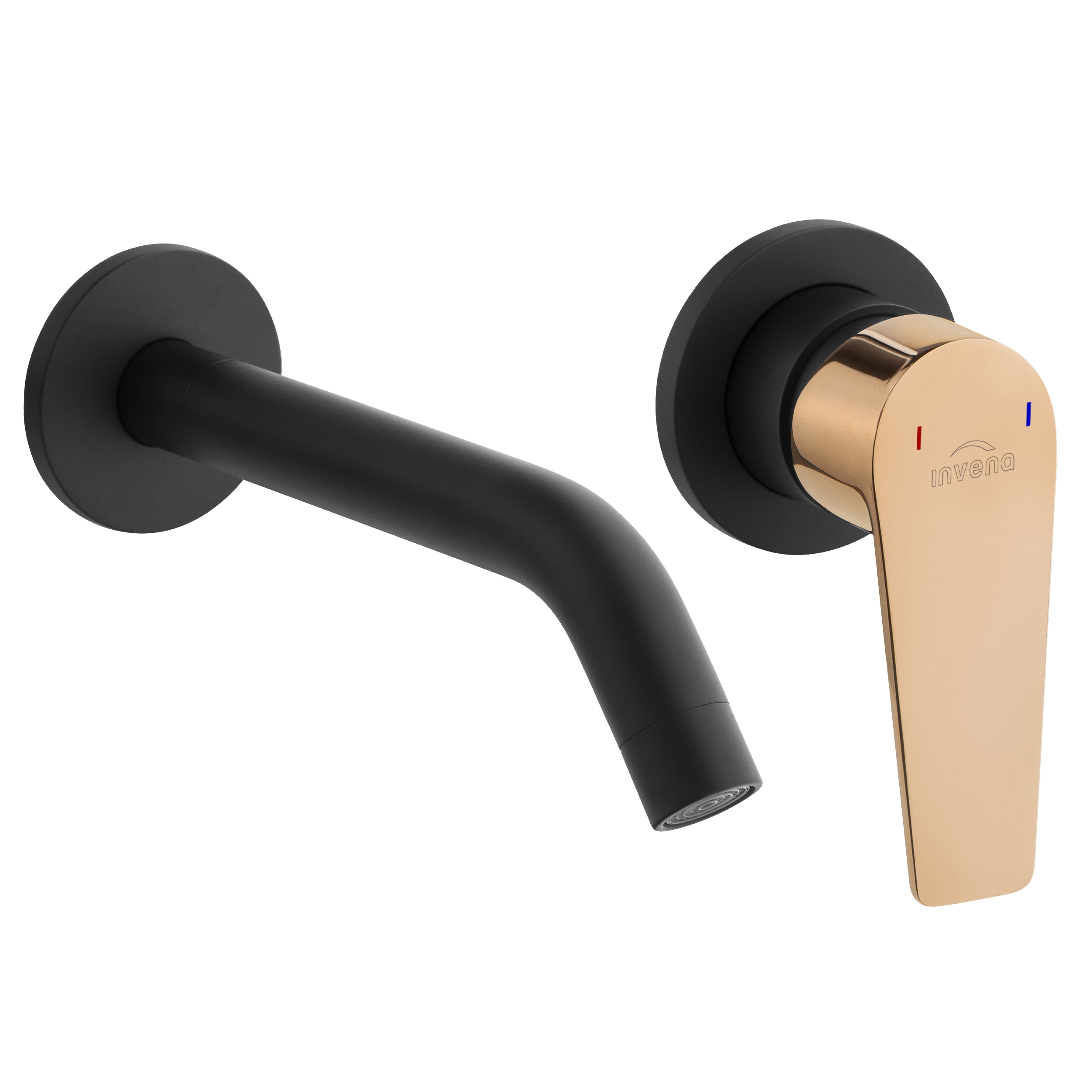 Invena Midnight mitigeur de lavabo encastrée noir-doré BP-35-U14