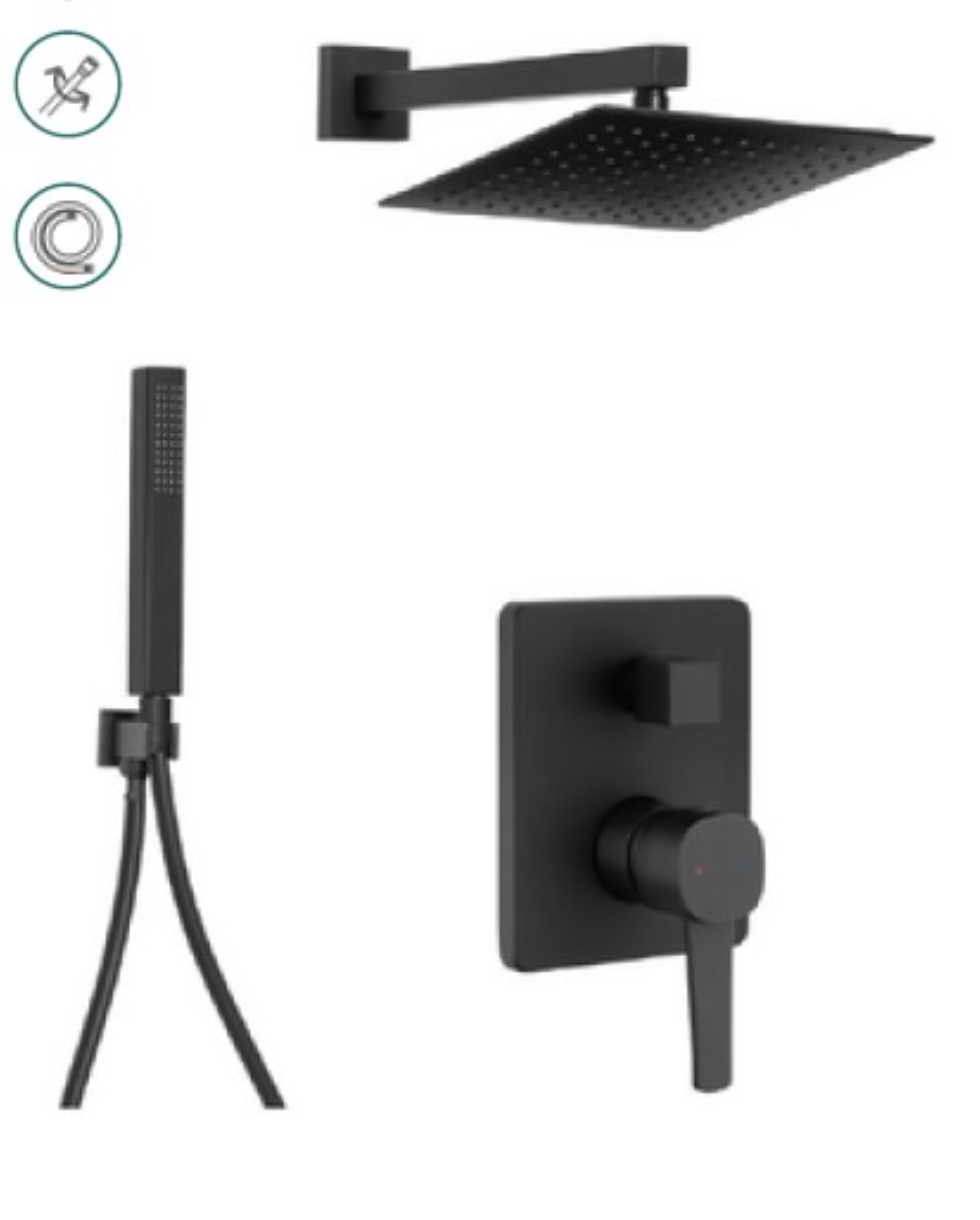 Invena Glamour ensemble de douche encastré oui noir BS-02-0K4