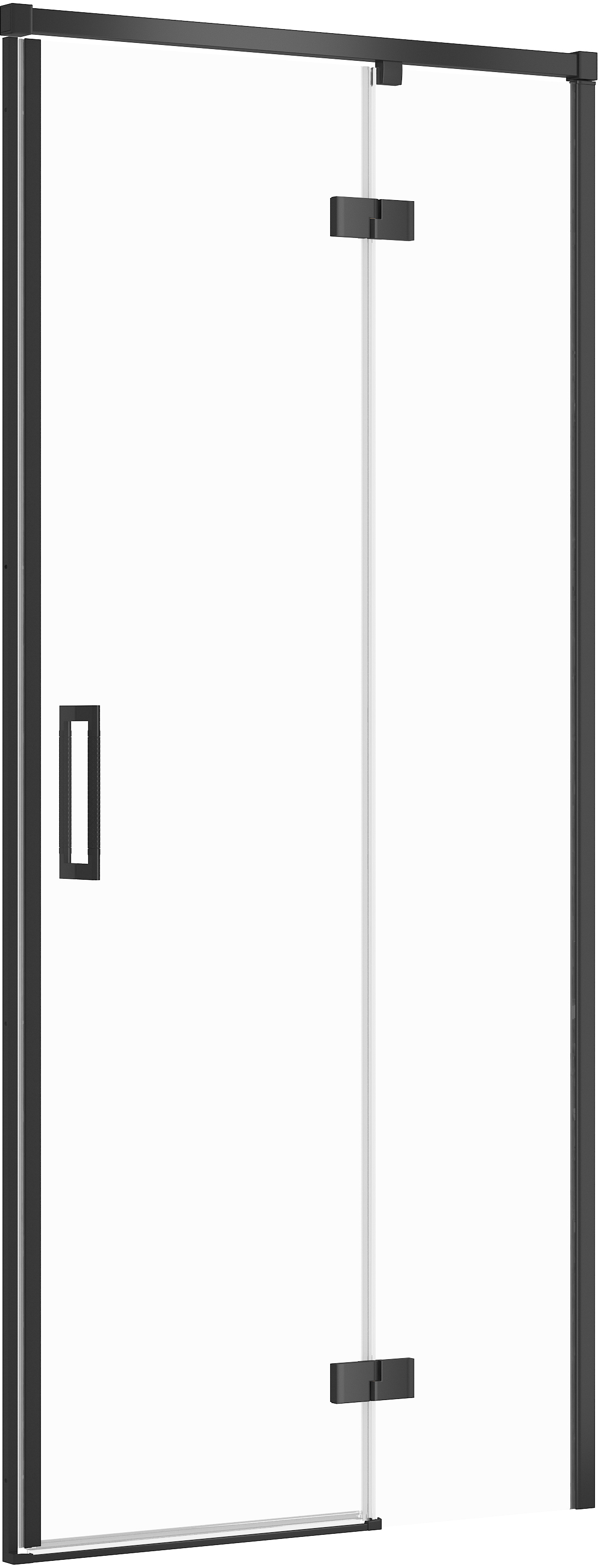 Cersanit Larga porte de douche 90 cm à ouverture basculante noir mat/verre transparent S932-124