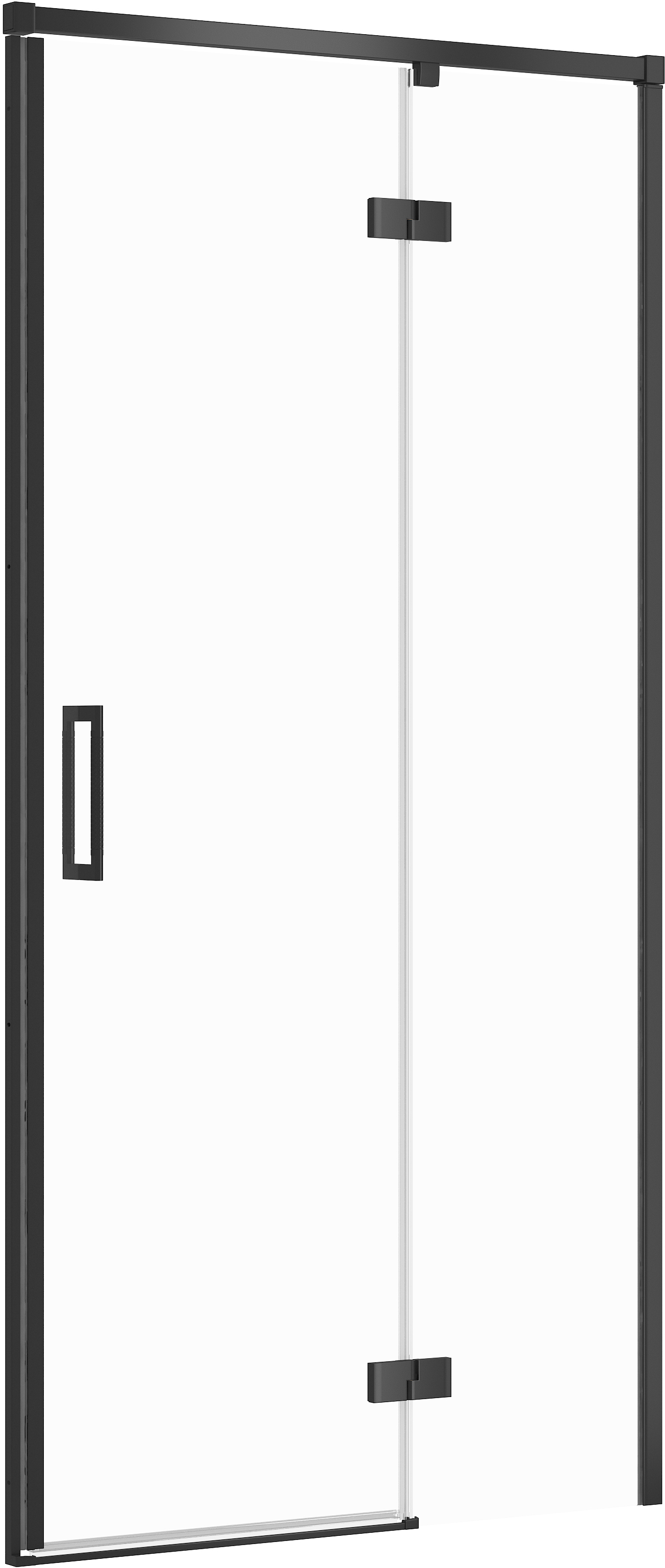 Cersanit Larga porte de douche 100 cm à ouverture basculante noir mat/verre transparent S932-125