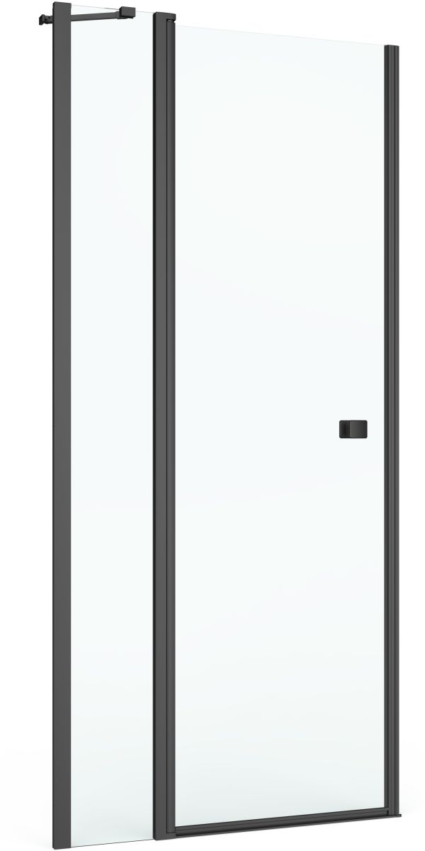 Roca Capital porte de douche 140 cm à ouverture basculante noir mat/verre transparent AM4614016M