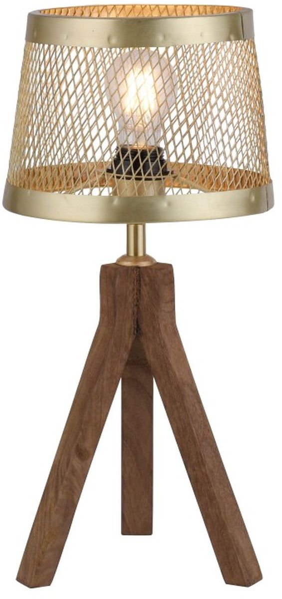 Just Light Frederik lampe de table 1x60 W laiton-bois 11423-60