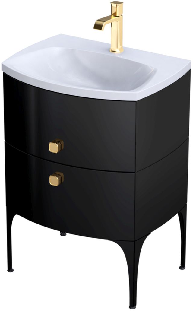 Oristo Louis armoire 61.6x47.7x55.4 cm sous-lavabo suspendu noir OR50-SD2S-62-7
