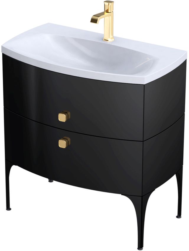 Oristo Louis armoire 81.6x47.7x55.4 cm sous-lavabo suspendu noir OR50-SD2S-82-7