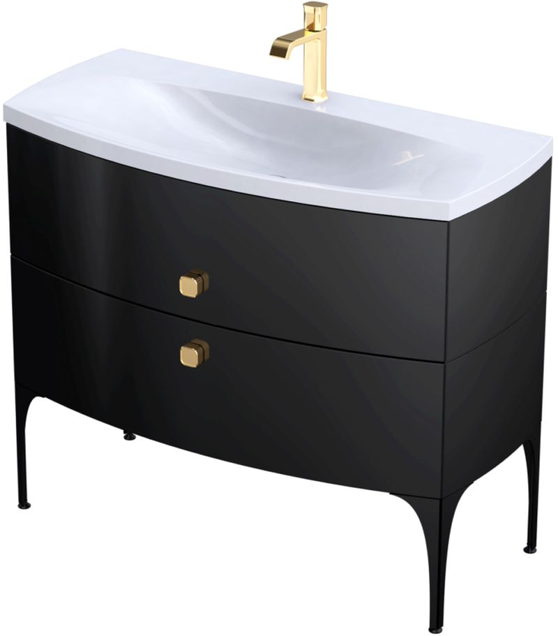 Oristo Louis armoire 101.6x47.7x55.4 cm sous-lavabo suspendu noir OR50-SD2S-102-7