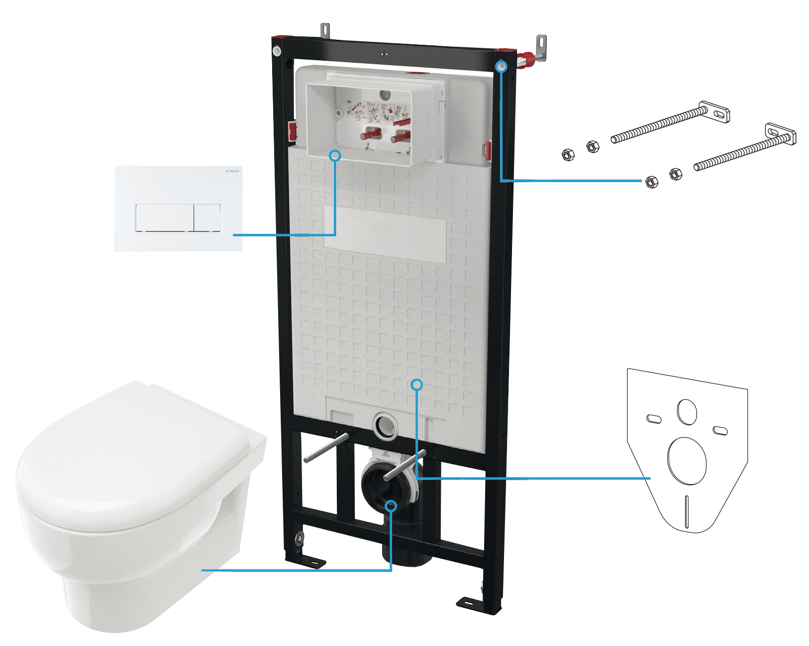 Deante Avis kit châssis avec cuvette, abattant et bouton CDAA6ZPW