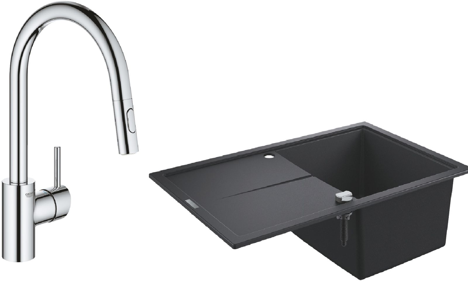 Set évier en granit Grohe K400 31639AP0, mitigeur de cuisine Grohe Concetto 31483002