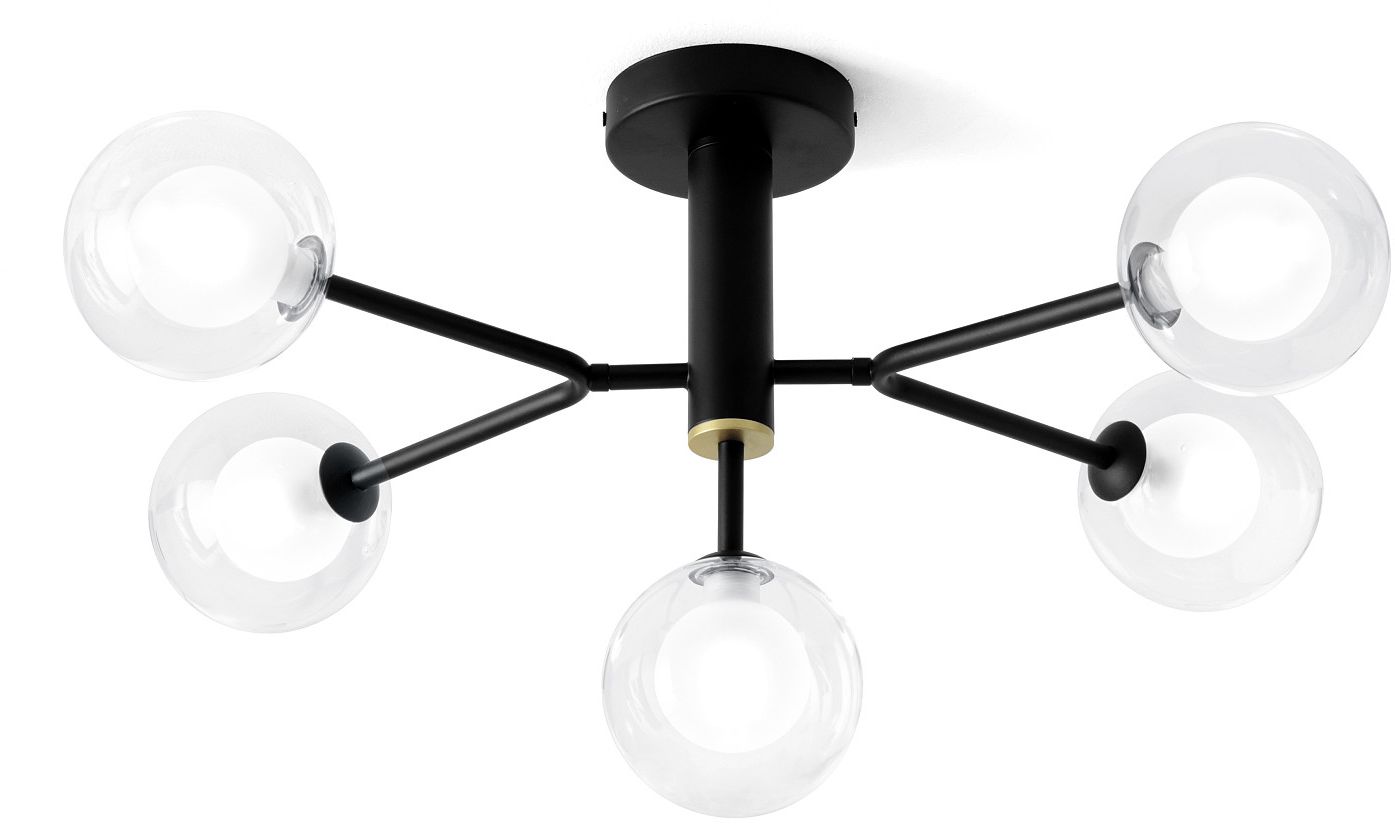 Miloox Cosmo plafonnier 5x40 W noir-transparent 1744.166