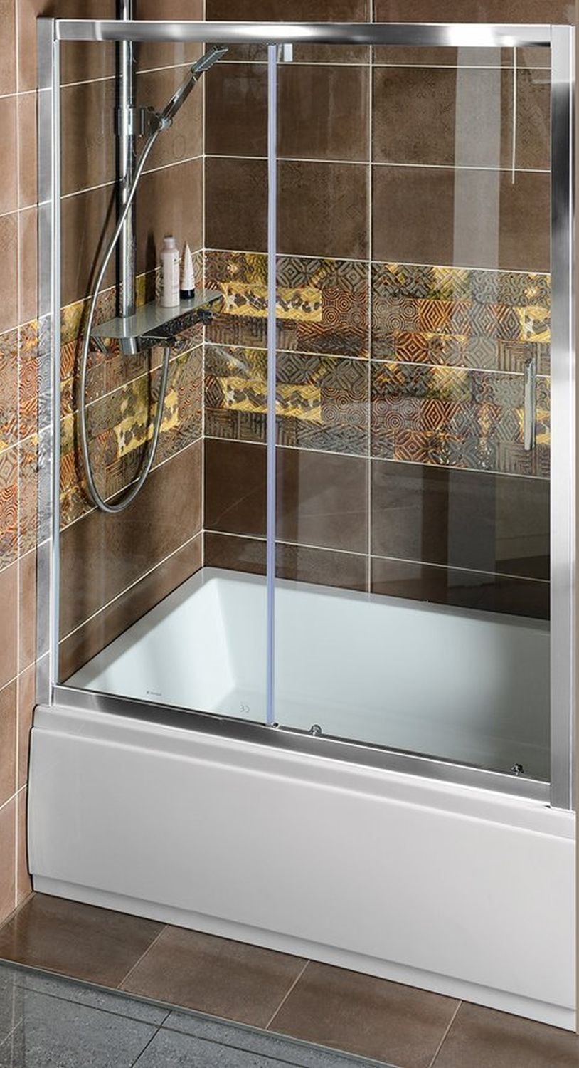 Polysan Deep porte de douche 140 cm coulissant chrome brillant/verre transparent MD1416
