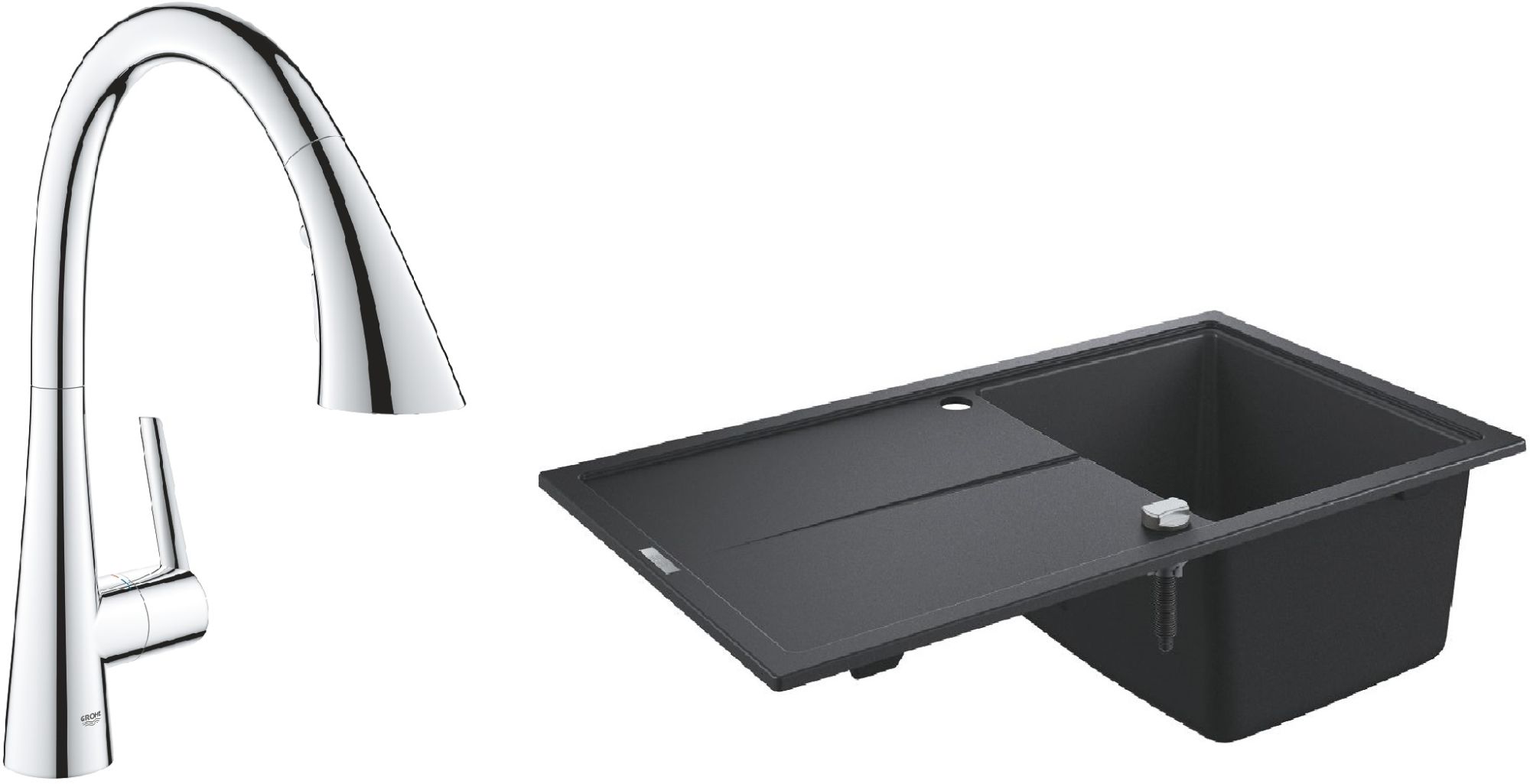 Set évier en granit Grohe K400 31640AP0, mitigeur de cuisine Grohe Zedra 32294002