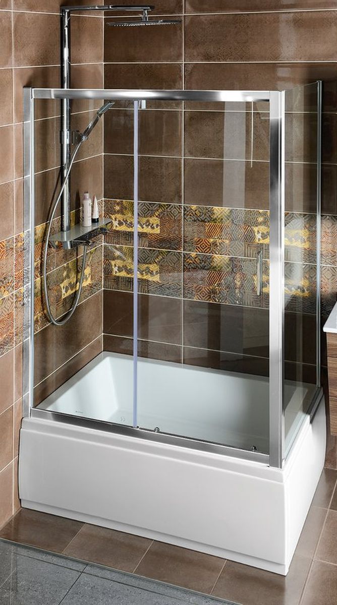 Polysan Deep paroi de paravent 90 cm monobloc chrome brillant/verre transparent MD3316