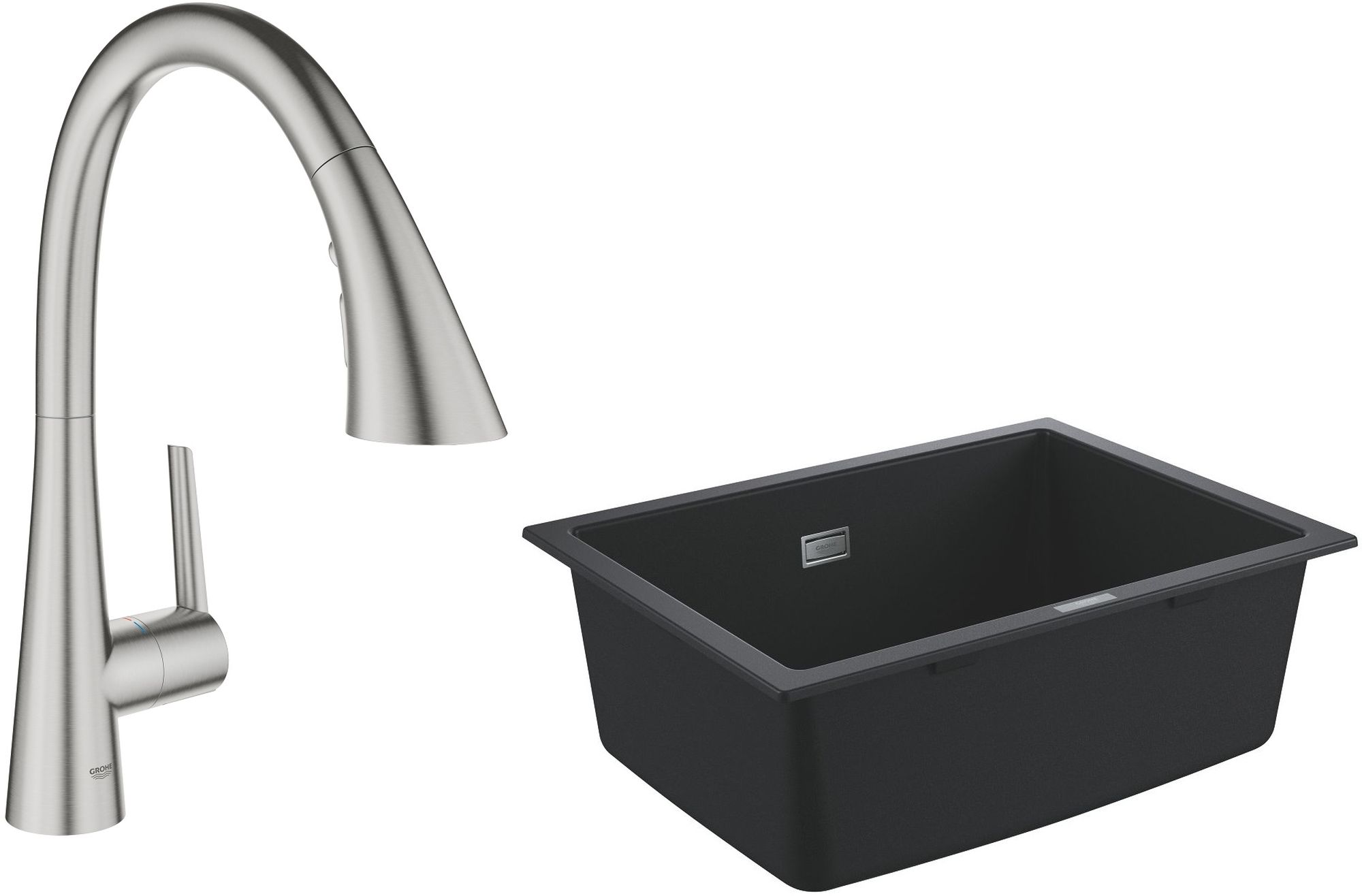 Set mitigeur de cuisine Grohe Zedra 32294DC2, évier en granit Grohe K700 31655AP0