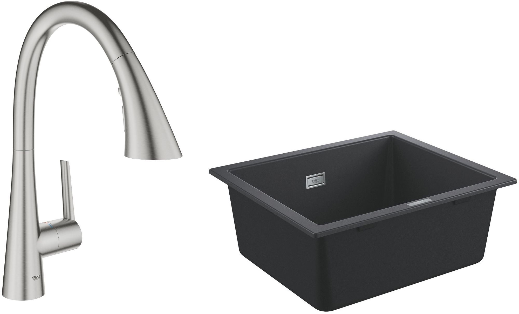 Set mitigeur de cuisine Grohe Zedra 32294DC2, évier en granit Grohe K700 31654AP0