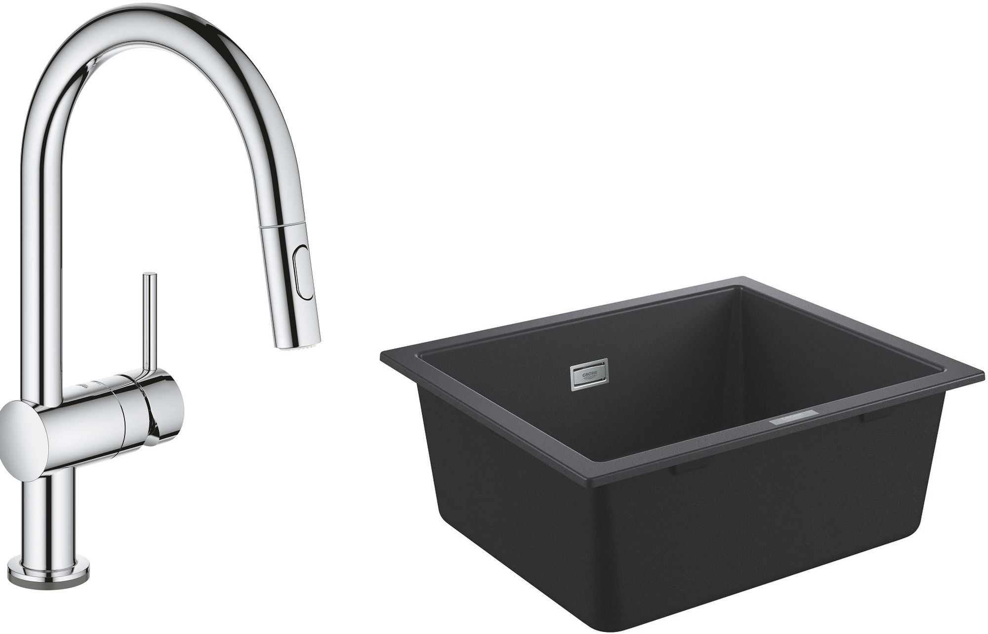 Set mitigeur de cuisine Grohe Minta 31358002, évier en granit Grohe K700 31654AP0