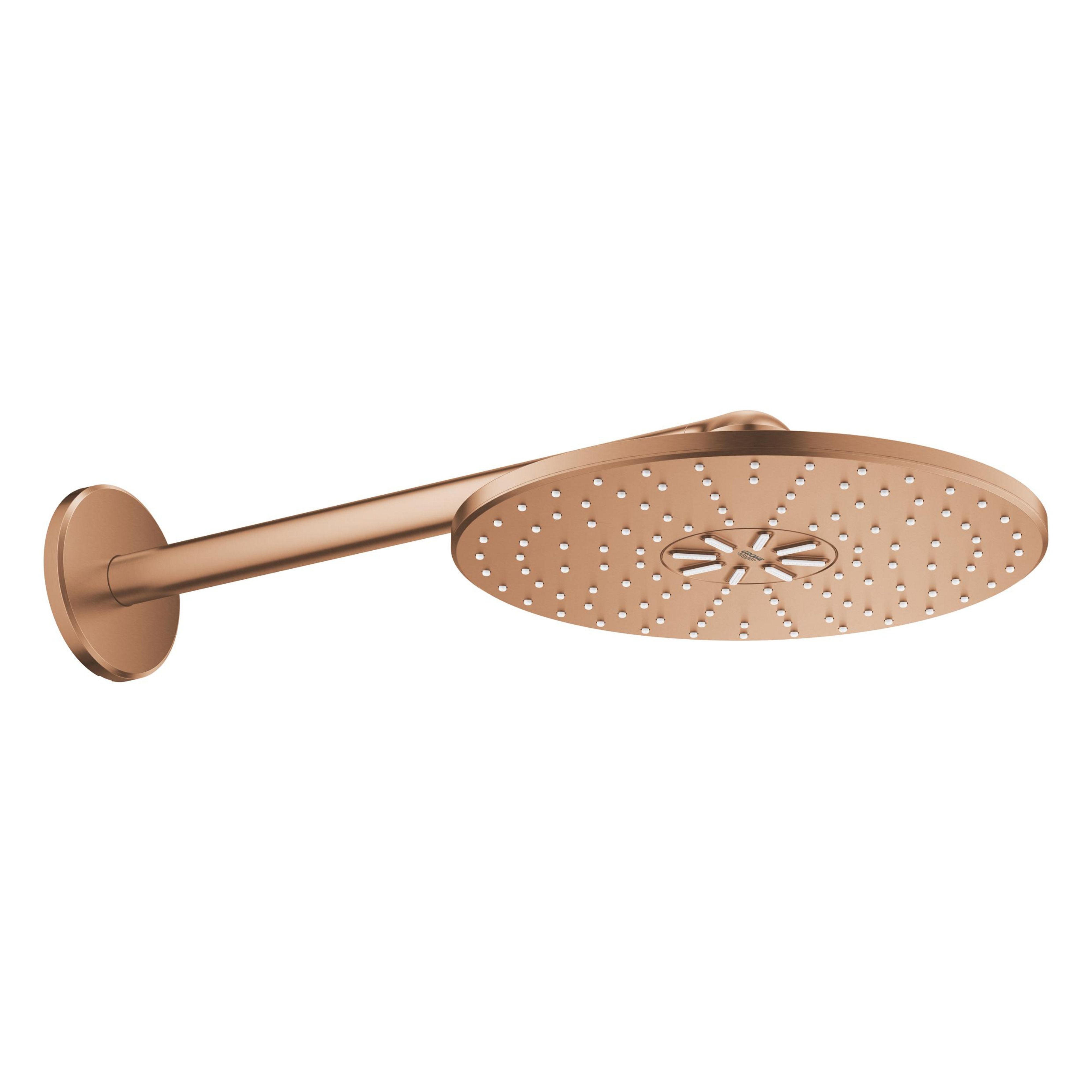 Grohe Quadra douche à effet de pluie avec bras 31x31 cm ronde Brushed Warm Sunset 26475DL0
