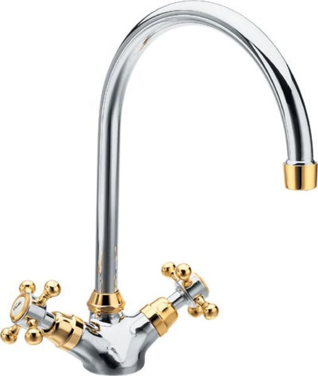 Sapho Antea mitigeur de cuisine sur pied chrome-or/vieil or 3092