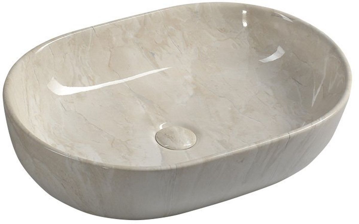 Sapho Dalma lavabo 59x42 cm ovale à poser marron/beige brillant MM427