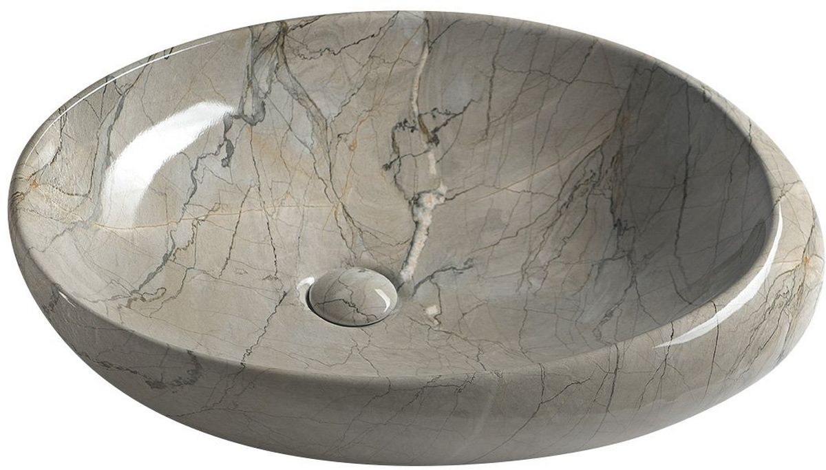 Sapho Dalma lavabo 68x44 cm ovale à poser gris/pierre MM313