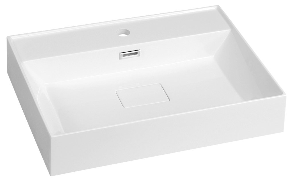Sapho Godiva lavabo 58x44 cm carrée classique-de meuble-à poser blanc brillant GU058