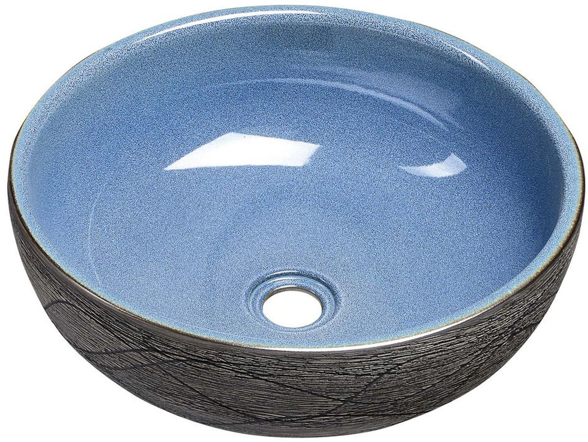 Sapho Priori lavabo 41x41 cm ronde à poser gris/pierre-bleu PI020