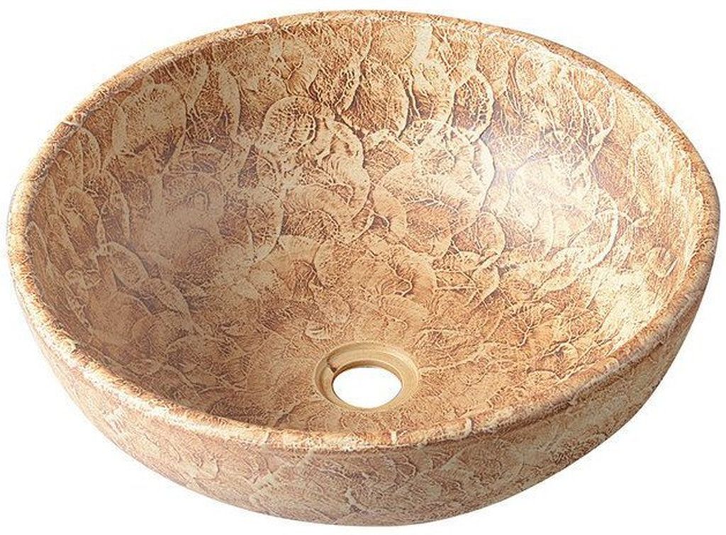 Sapho Priori lavabo 41x41 cm ronde à poser marron/beige PI010