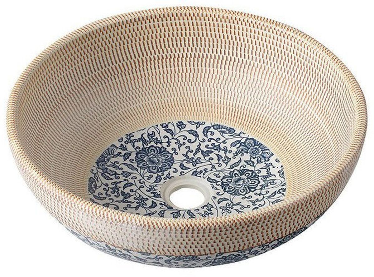 Sapho Priori lavabo 41x41 cm ronde à poser marron/beige-bleu PI011
