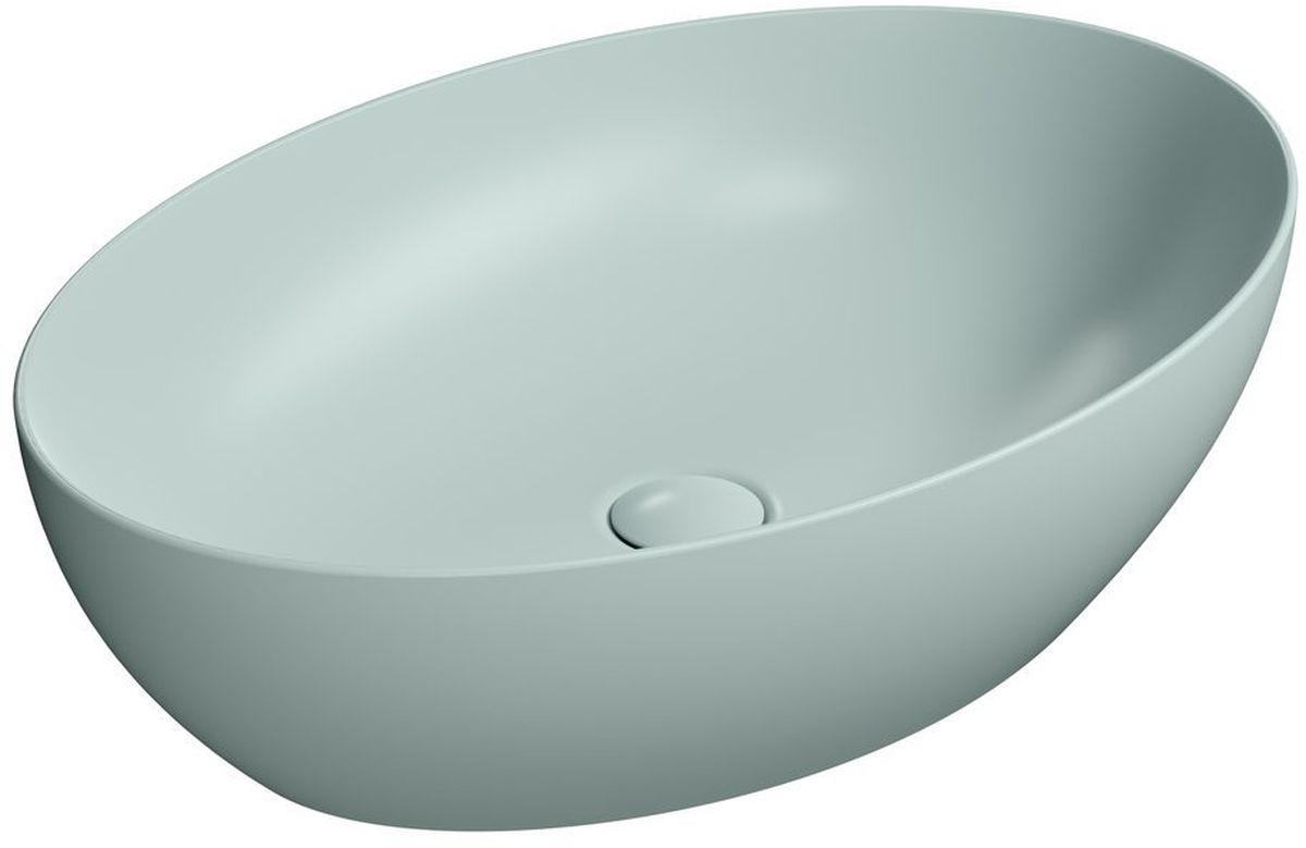 GSI Pura lavabo 60x42 cm ovale à poser bleu mat 884215