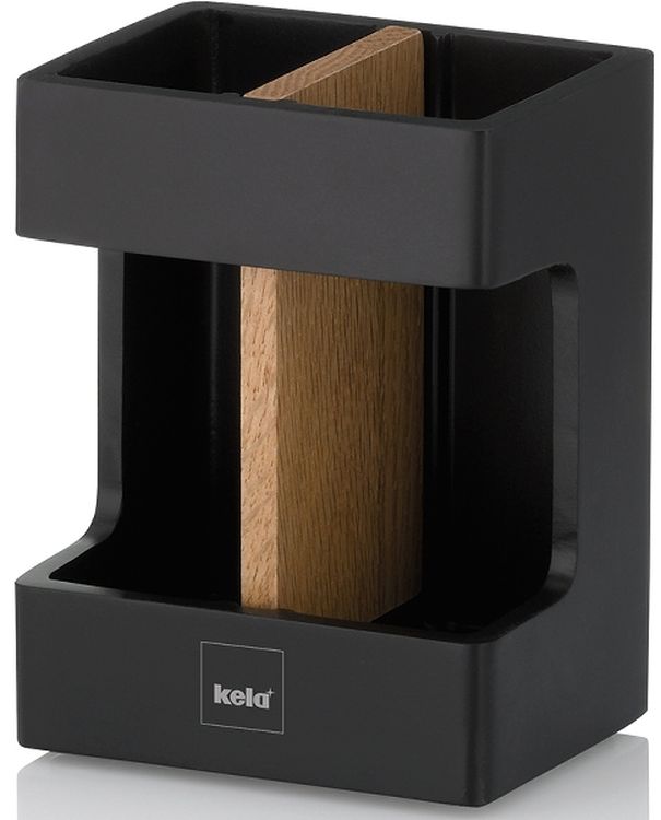 Kela Cube gobelet pour brosses à dents noir-marron 23688