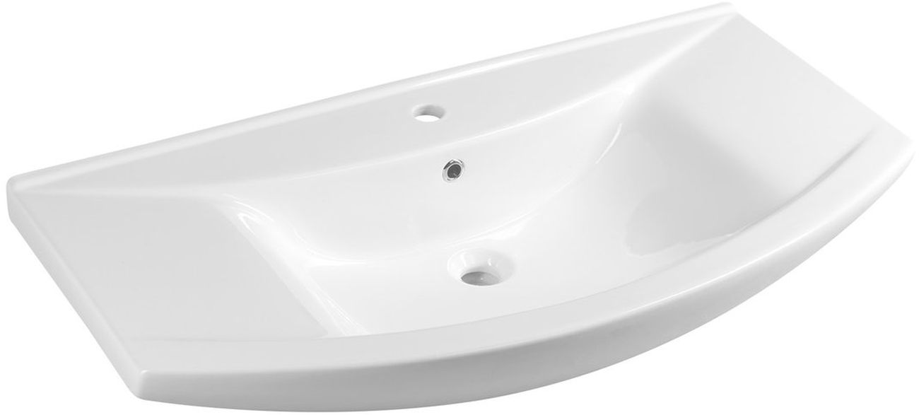 Aqualine Zero lavabo 97x51 cm semi-circulaire classique-de meuble blanc brillant 6095