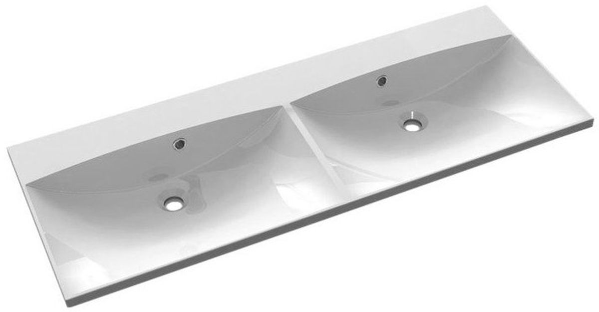 Sapho Maria lavabo 120x46 cm rectangulaire de meuble-double blanc brillant MA120-0