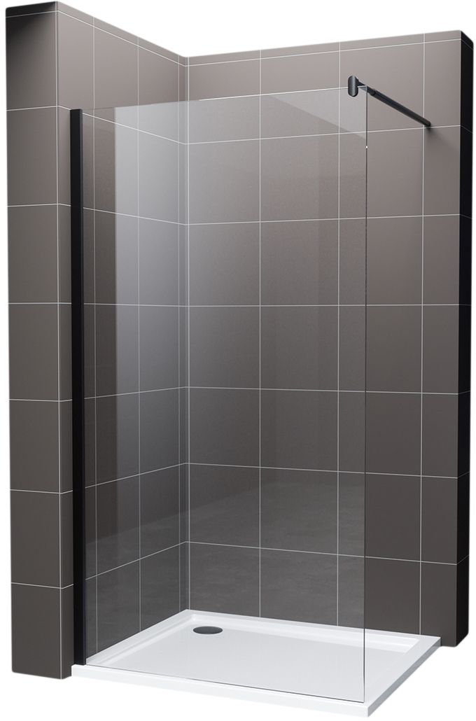 Hagser Bertina paroi de douche walk-in 120 cm noir mat/verre transparent HGR30000022
