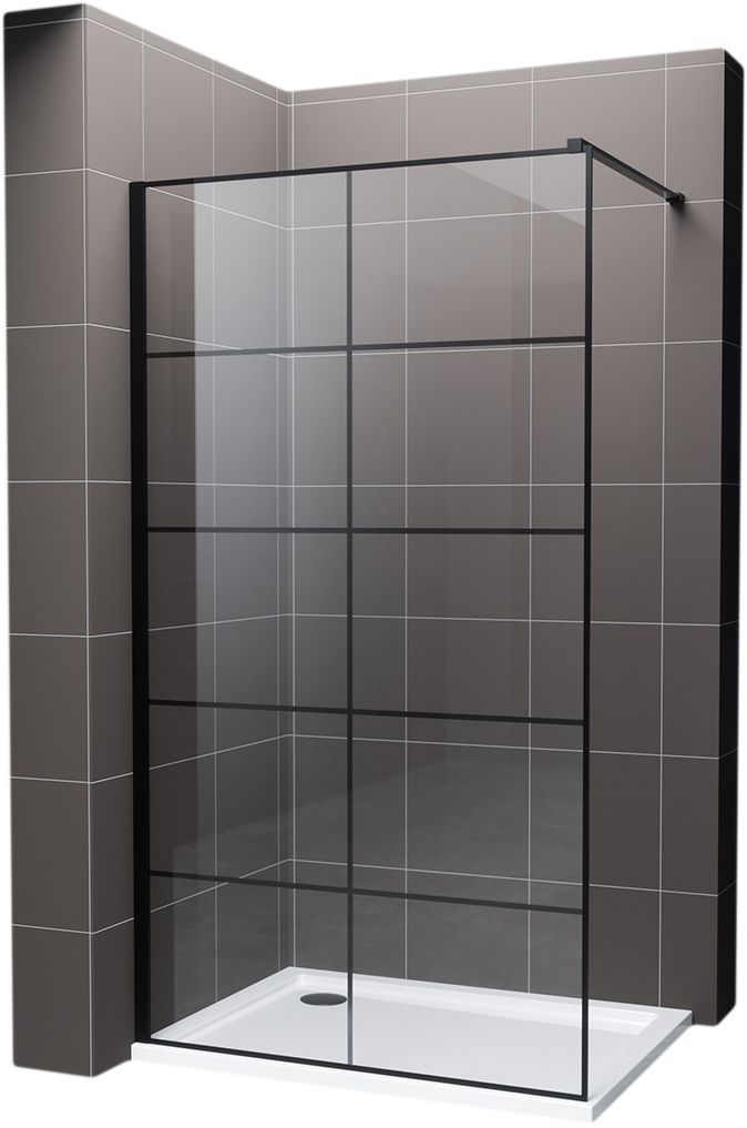 Hagser Agatha paroi de douche walk-in 80 cm noir mat/verre transparent HGR80000022