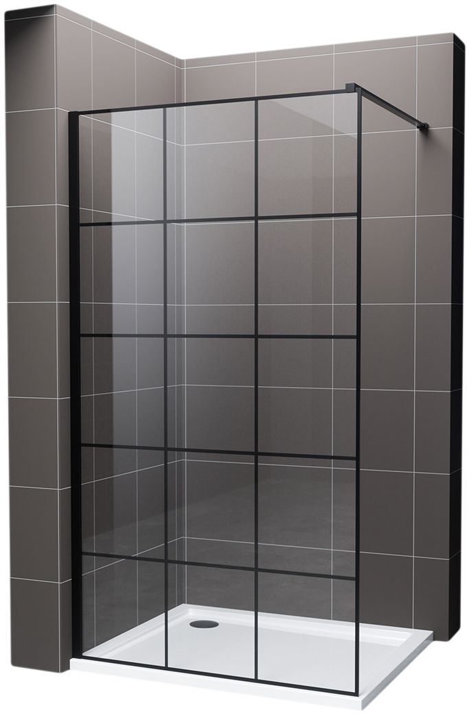 Hagser Agatha paroi de douche walk-in 100 cm noir mat/verre transparent HGR11000022