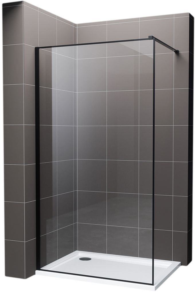 Hagser Hawisa paroi de douche walk-in 100 cm noir mat/verre transparent HGR60000022
