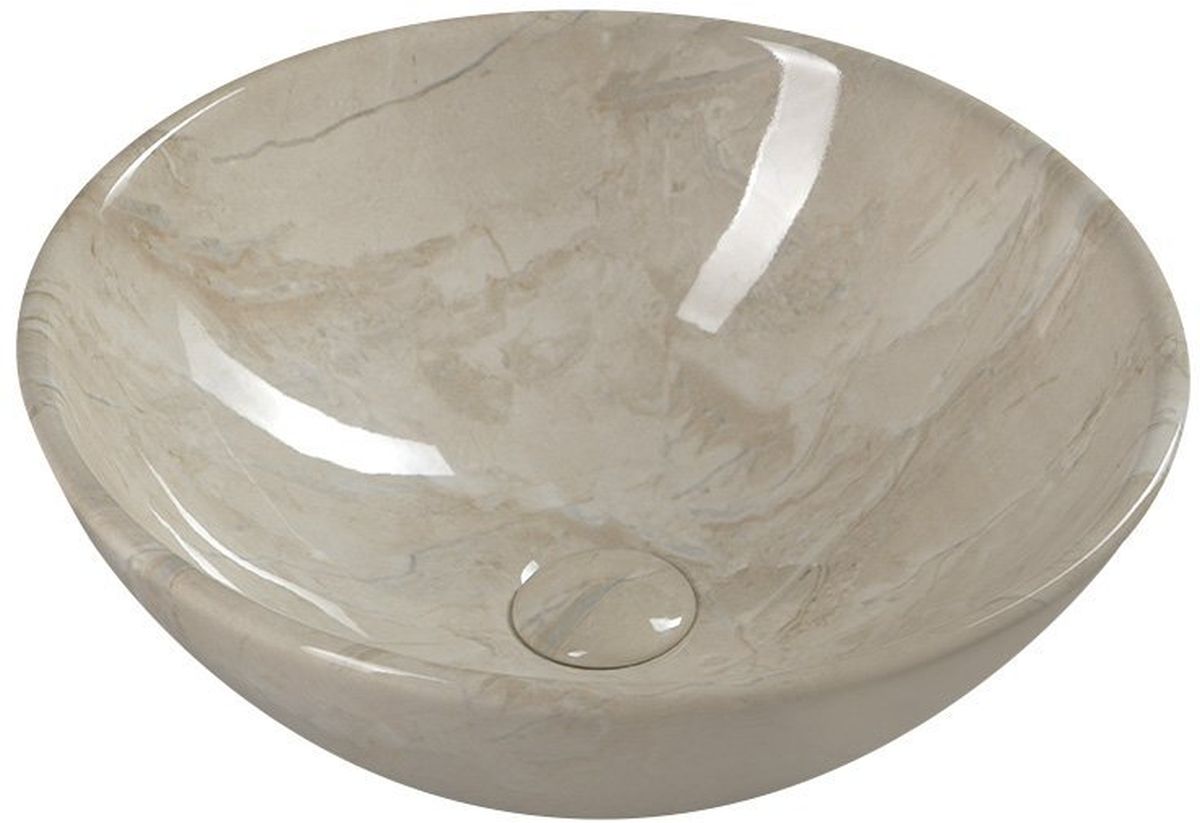 Sapho Dalma lavabo 42x42 cm ronde à poser marron/beige brillant MM127