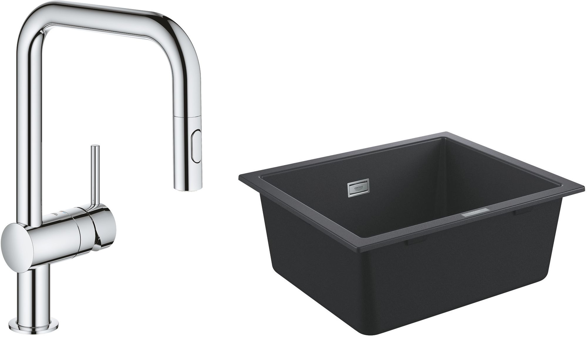 Set évier en granit Grohe K700 31654AP0, mitigeur de cuisine Grohe Minta 32322002