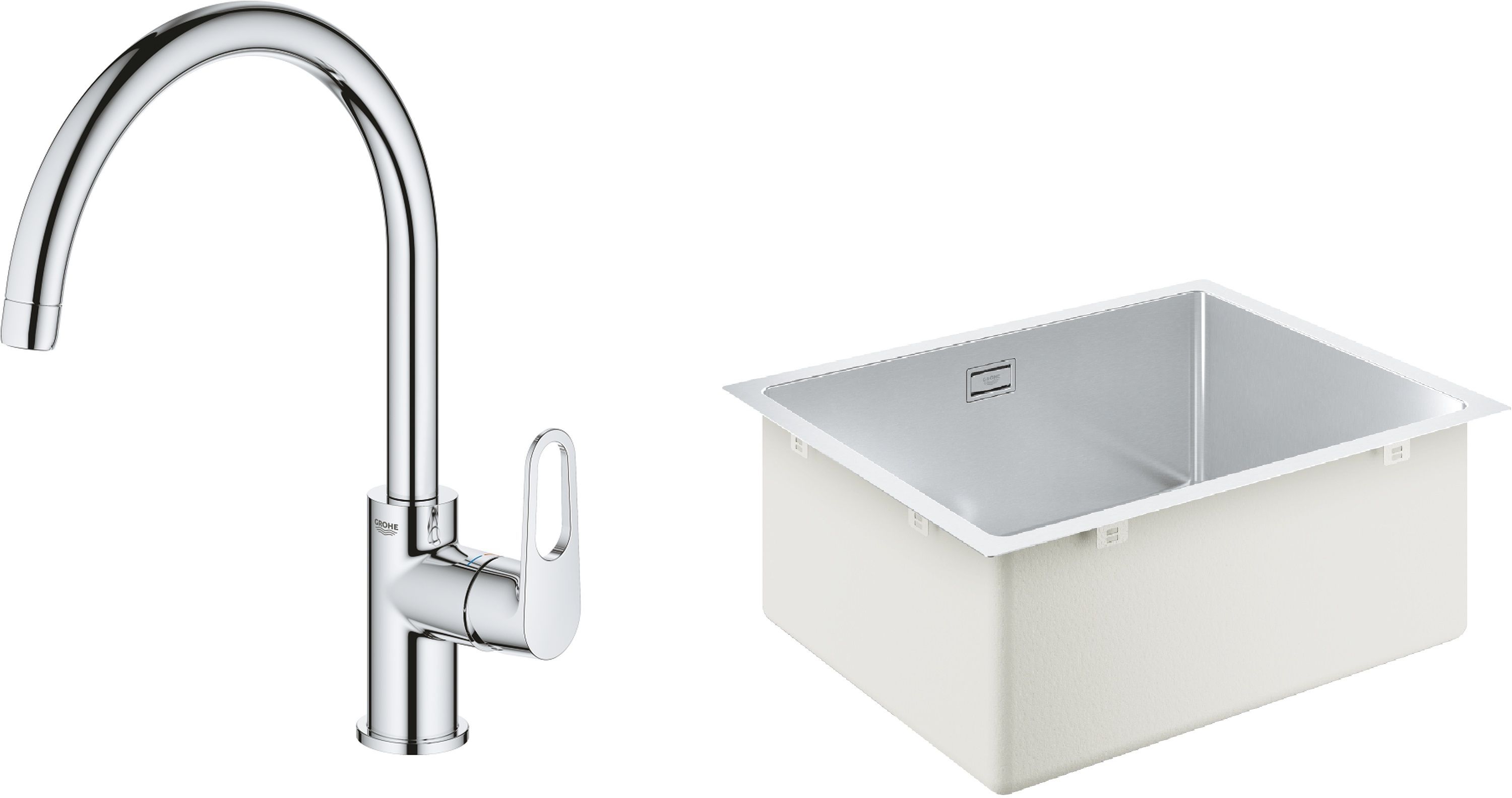 Set évier en acier inoxydable Grohe K700 31574SD1, mitigeur de cuisine Grohe Start 31555001