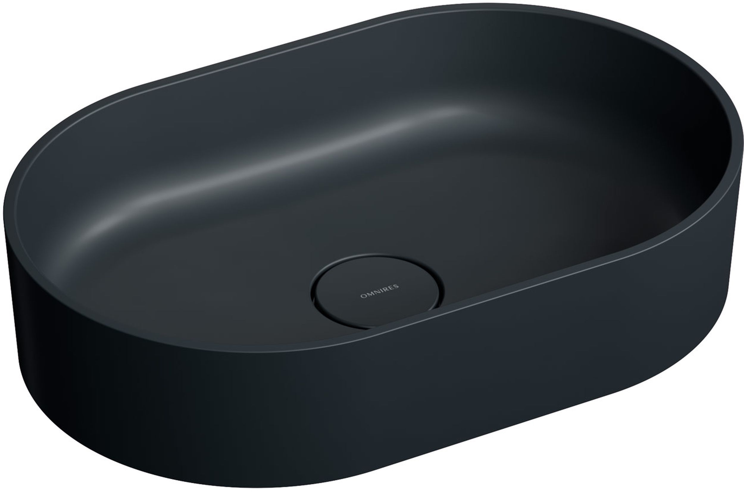 Omnires Ovo M+ lavabo 55x36 cm ovale à poser noir OVOUNBLV