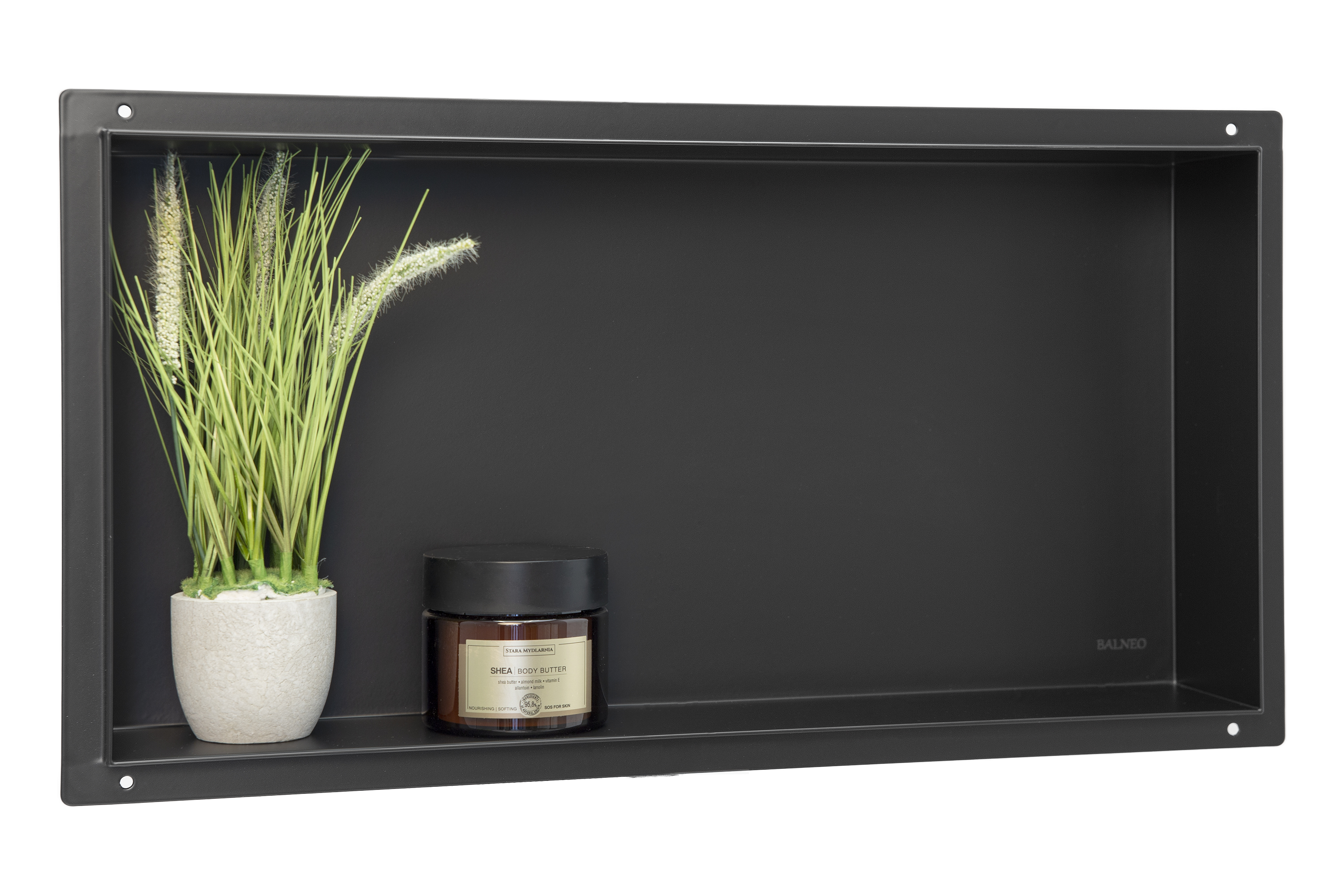 Balneo Wall-Box No Rim Black étagère encastrée 60 cm noir OB-BL3-NR