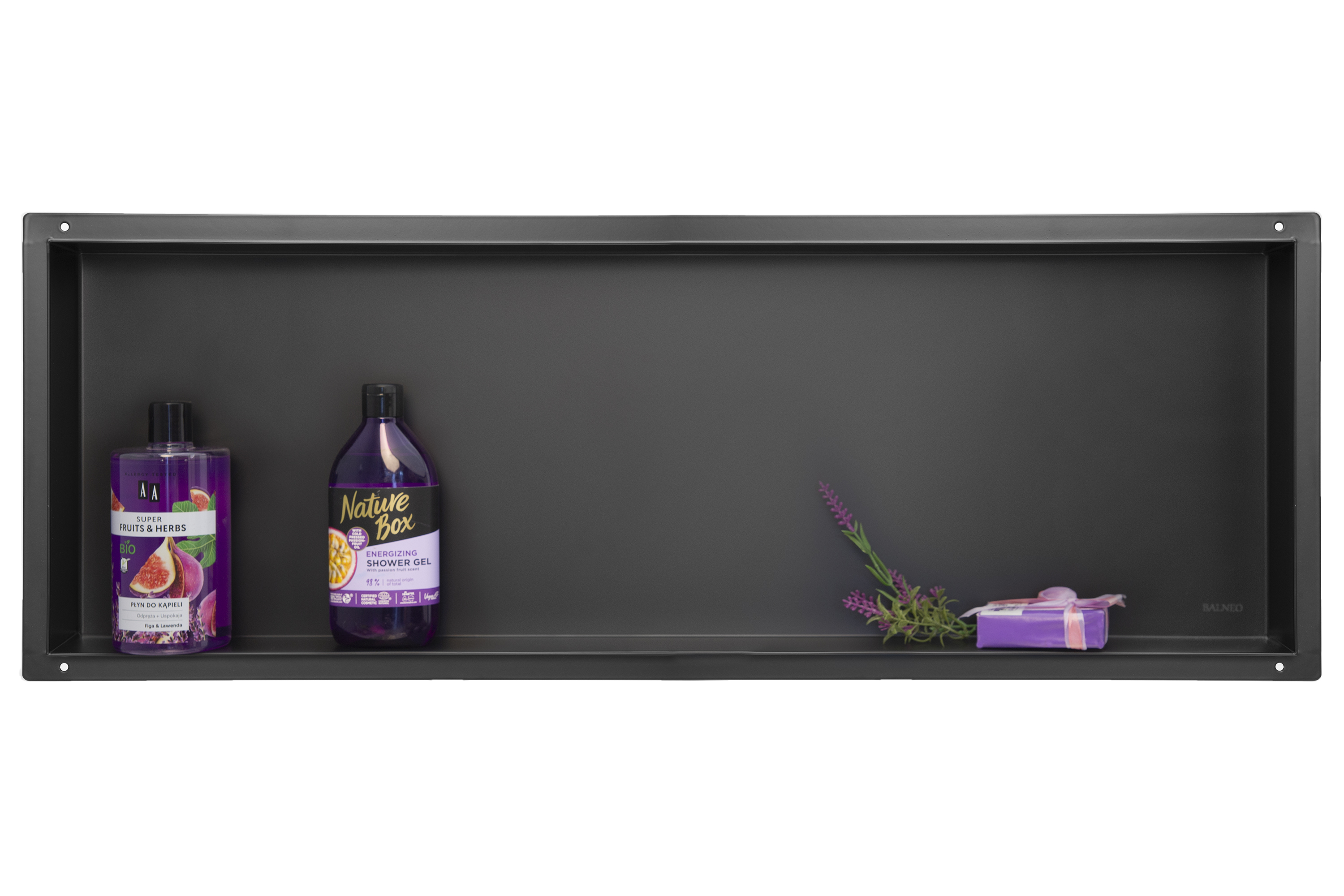 Balneo Wall-Box No Rim Black étagère encastrée 90 cm noir OB-BL5-NR