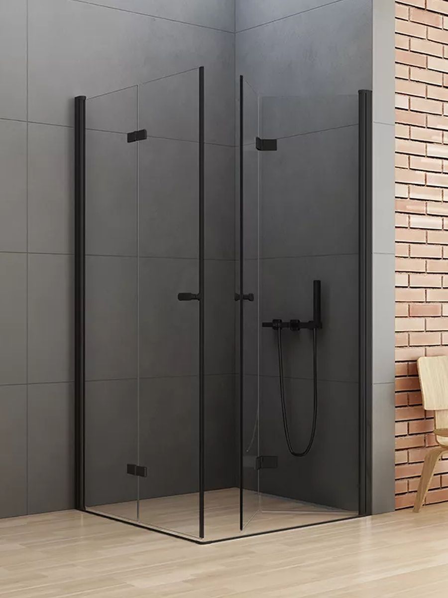 New Trendy New Soleo Black cabine de douche 100x70 cm rectangulaire noir mat/verre transparent D-0233A/D-0240A