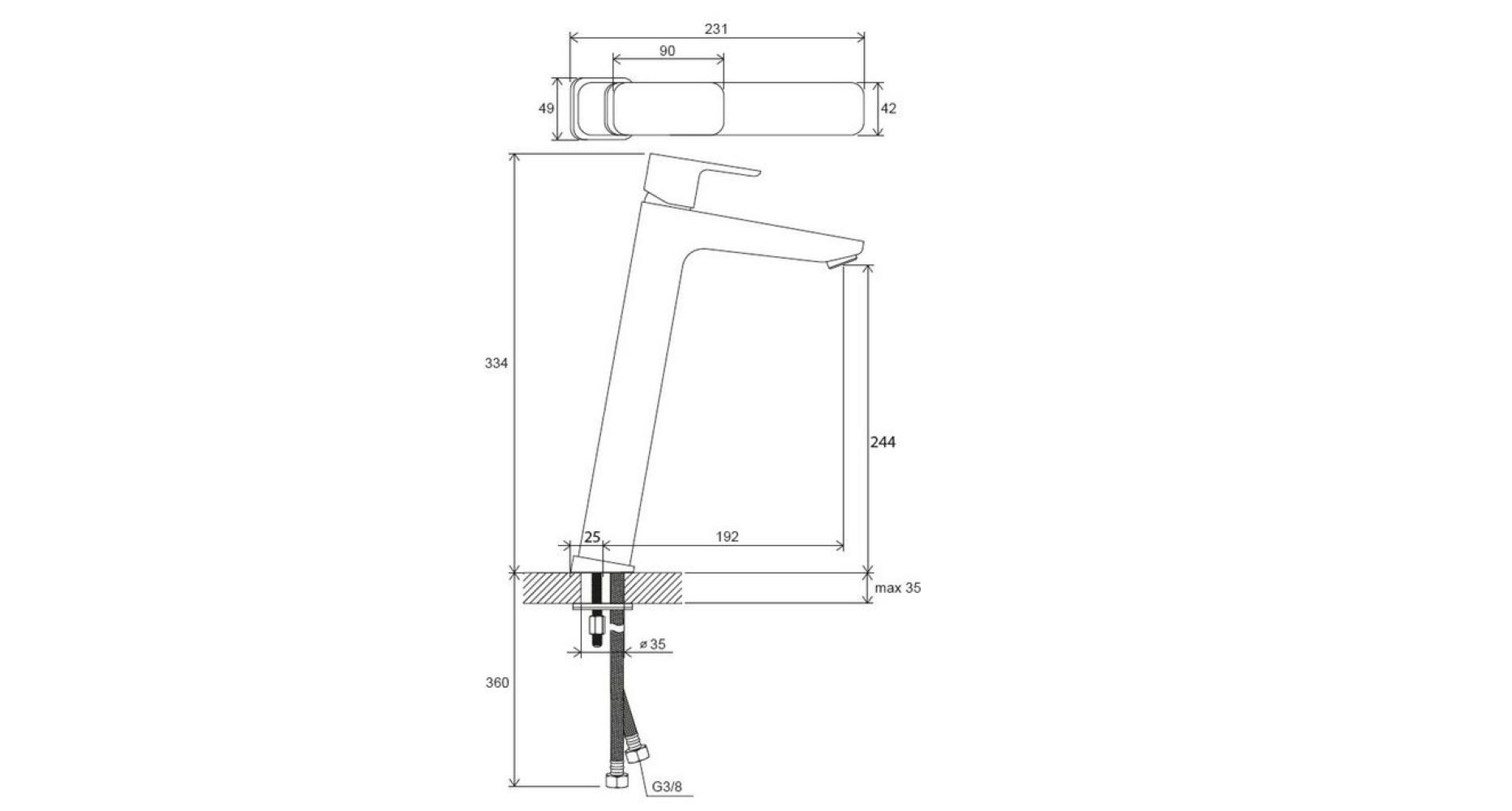 Ravak 10° mitigeur de lavabo sur pied noir X070151