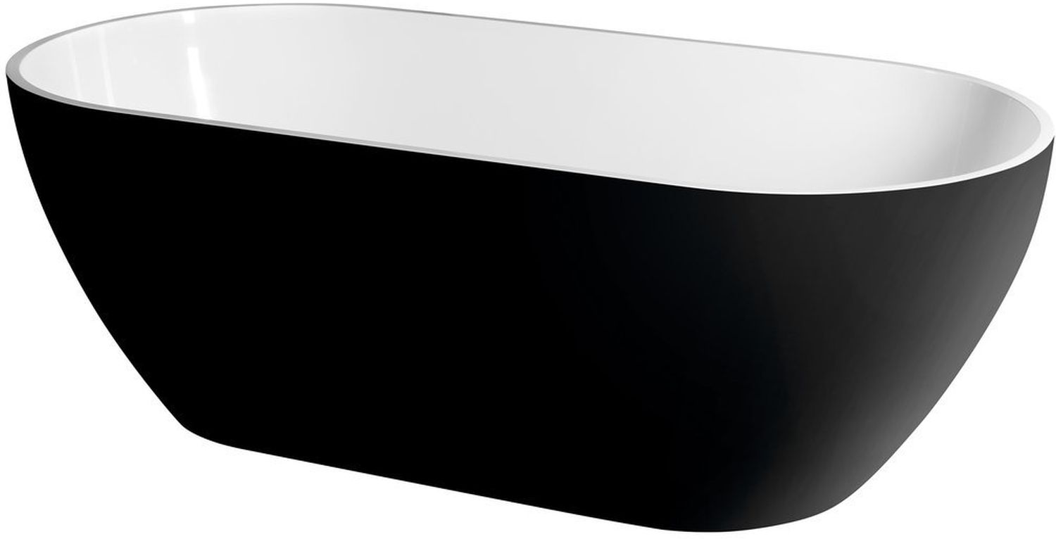 Polysan Reduta baignoire autoportante 150x75 cm ovale blanc-noir-bicolore 72974