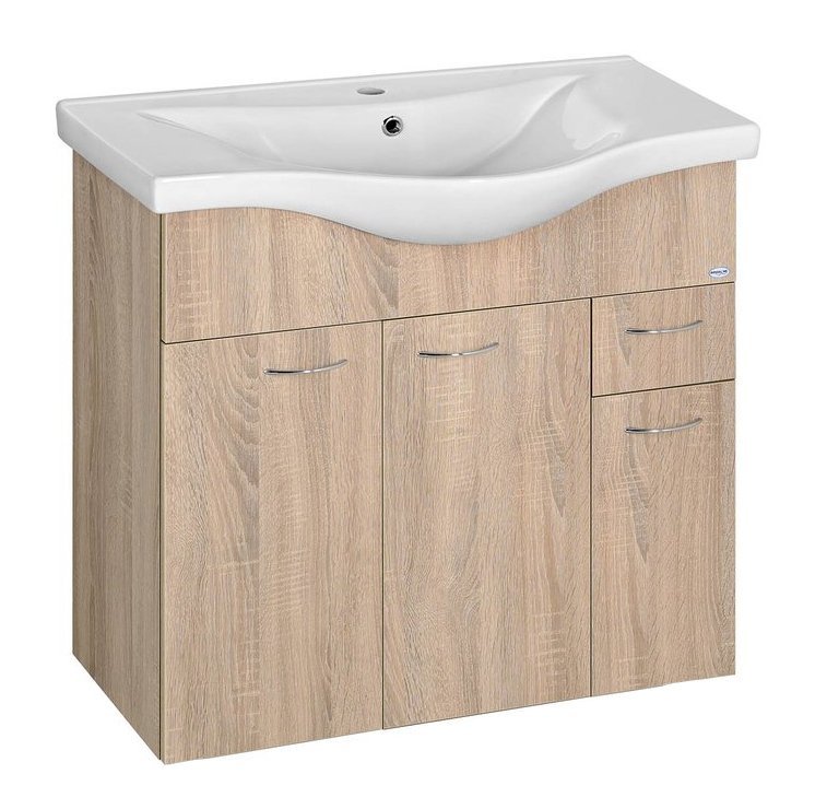 Aqualine Keramia Fresh armoire 75.1x35x74 cm sous-lavabo suspendu chêne 50083