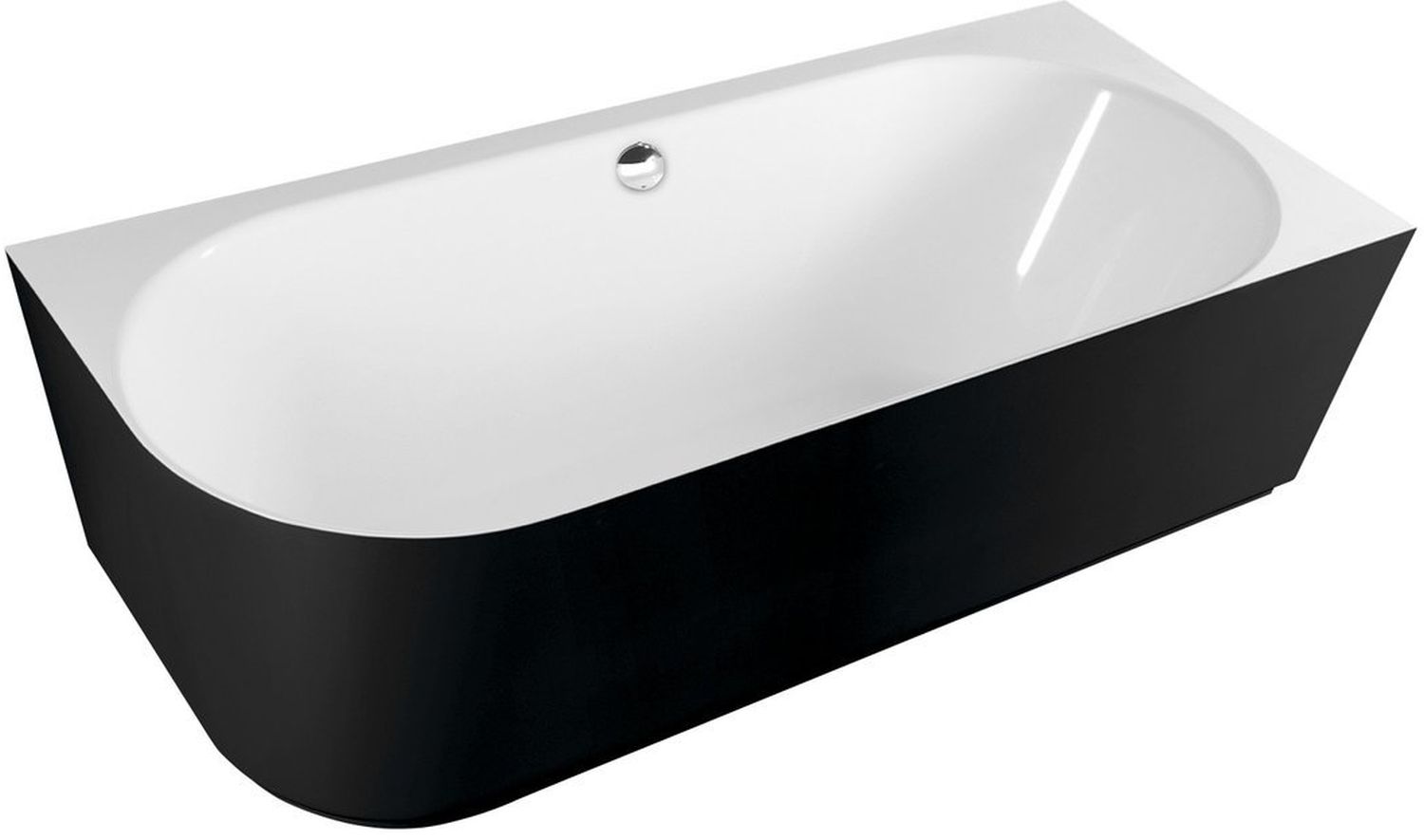 Polysan Sussi baignoire murale 160x70 cm ovale blanc-noir-bicolore 80219R